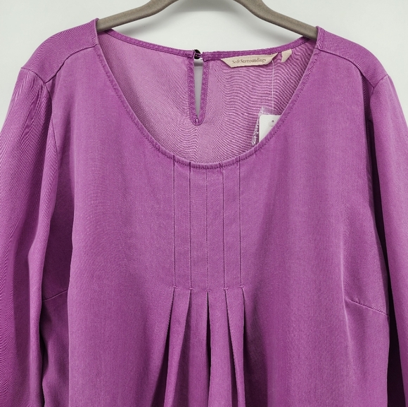 Soft Surroundings Cusabo‎ In Tencel Pintuck Blouse Iris Orchid Purple NEW - Picture 4 of 13